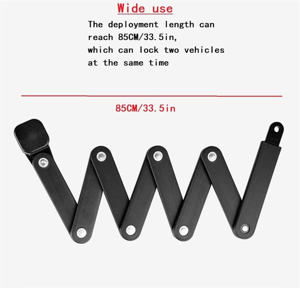 Foldable Bicycle Lock 4-Digit Combination Code Security Chain with 8 Hardened Steel Links for Mountain Bike Black 15.5x7.5cm