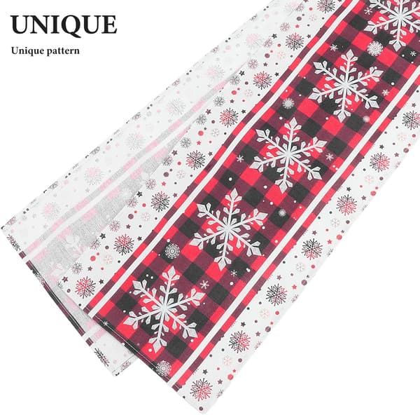 Snøfnugg Bordløper 33X183Cm Rød Bøffelrutet Sesongbasert Julemiddagsborddekorasjon