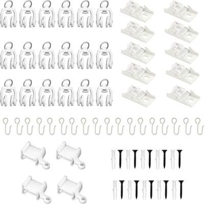Curtain Track Accessories - YYV - 70 Pieces - White - Hooks - Mounting Brackets