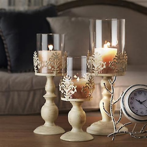 2kpl Vintage metallipylväinen kynttilänjalka Antiikkinen hurrikaanikynttilänjalka lasinäytön cover korostusnäyttö kotiin häiden kynttiläillallisen sisustukseen