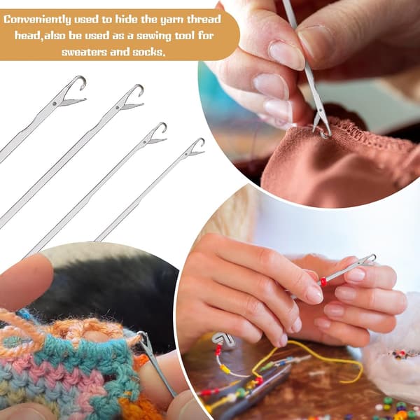 7 Pcs Latch Crochet Hooks Sewing Needles DIY Weaving Knitting Tools for Renewing Sweaters or Socks