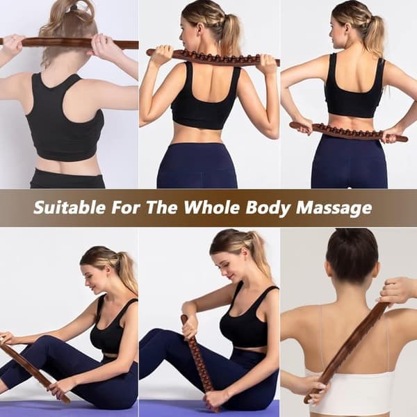 Wooden Massage Stick, 31 Beads, Back Massage Roller, Lymphatic Drainage Massage