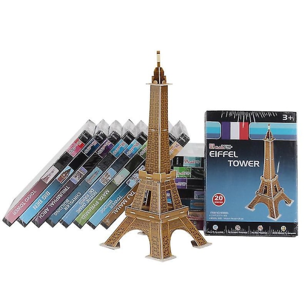 3D Paperi Puzzle Sana Kuuluisa Rakennus Eiffel-torni Puzzle Kokoaminen Malli Käsityö DIY Opettavat Lelut Lapsille Aikuisten Lahja Empire State Building