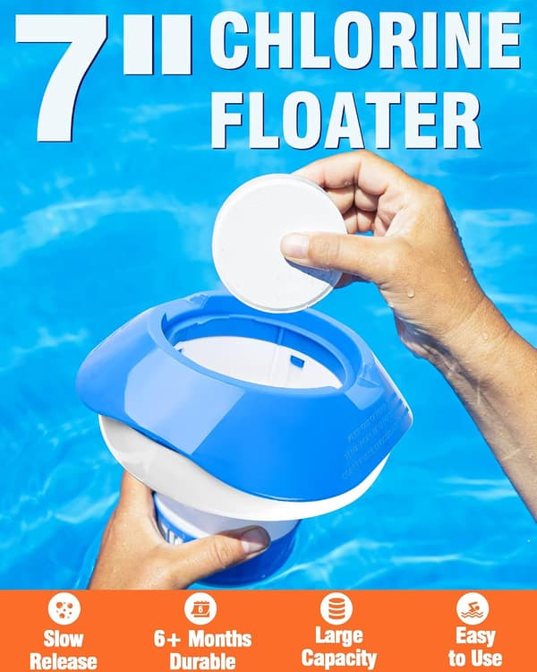 Large Floating Chlorine Dispenser, with Adjustable Release for Indoor and Outdoor Pools