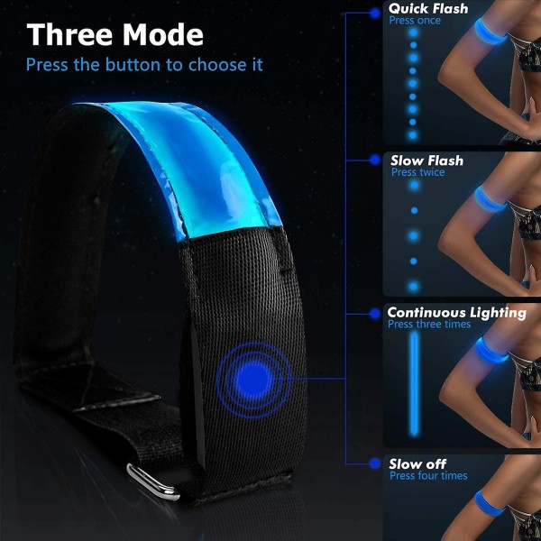 2 stk - Blå Lading Modell - LED Lysende Armbånd