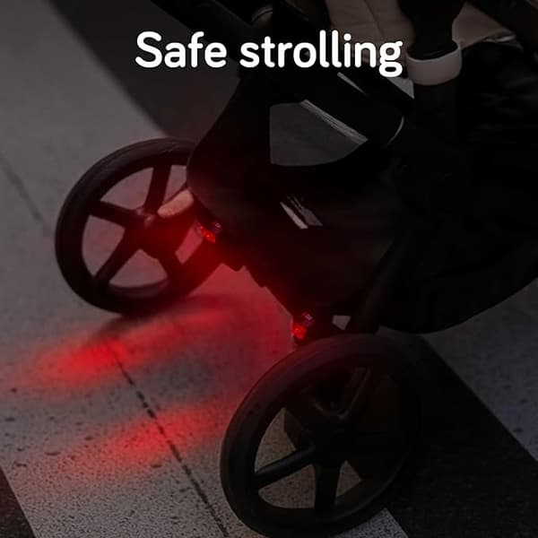 LED Stroller Lights (4-pack) - Universal with 5 Light Modes (Constant/Pulse/Strobe), Stroller and Bicycle Lights Front and Rear Clip-On Bicycle Light Set White White