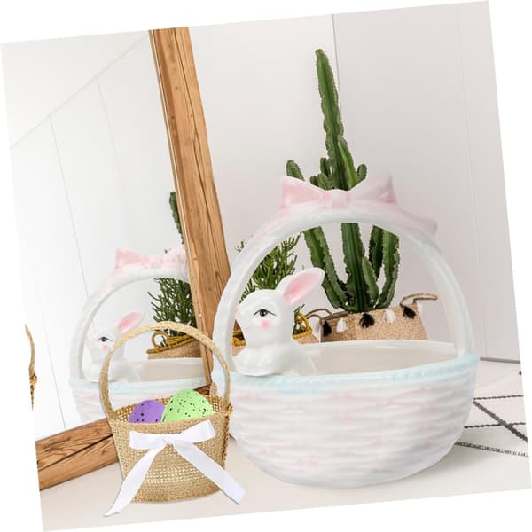 Handheld Jute Storage Baskets 6pcs with Handles, Natural Linen Miniature