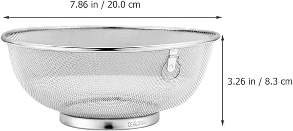 Dørslag i rustfrit stål med finmasket net og skål 20 cm Madsi