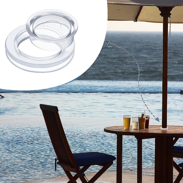 Silikon Parasollhull Ring Plugghette Sett For Glass Utemiljø Terrasse Strand Dekk Hage Bord Transparent (4stk, Hvit)