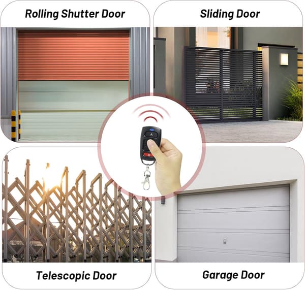 2 pcs Garage Door Remote Control 433 Mhz, Universal Wireless Garage Door Remote Control, Garage Door Duplicator Remote Control with 4 Buttons, 50m Range
