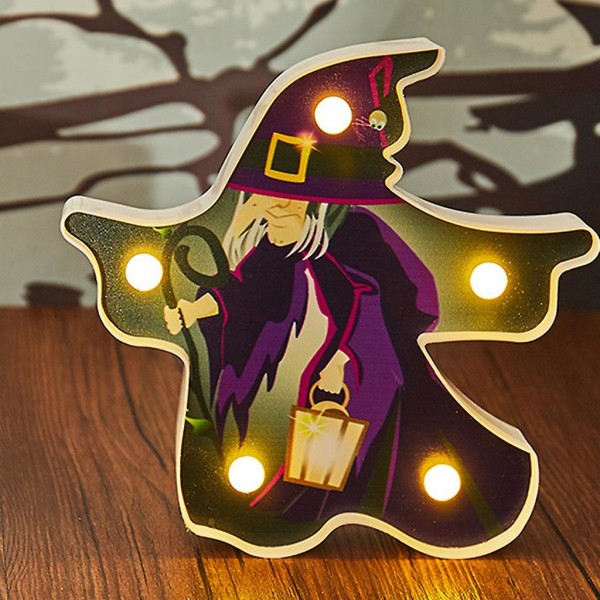 Halloween-muoviset pelottavat noita-valot yöseinälle LED-lyhty pöytäkoristeeksi Haamu C