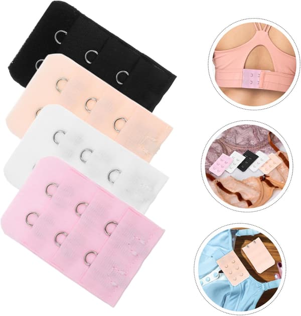 5 stk undertøysspenneforlengerkrok for kvinner elastisk forlengelsesstropp rader kroker stroppforlenger