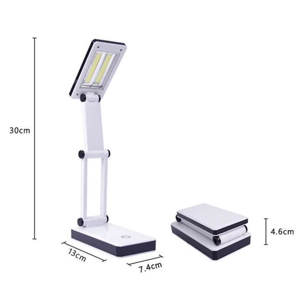 [ny version] Super Lys Cob Led Bærbar Skrivebordslampe Rejselampe: foldbar, Berøringsfølsom Kontrol, 3 Justerbare Lysstyrkeniveauer, Batteri Og Usb