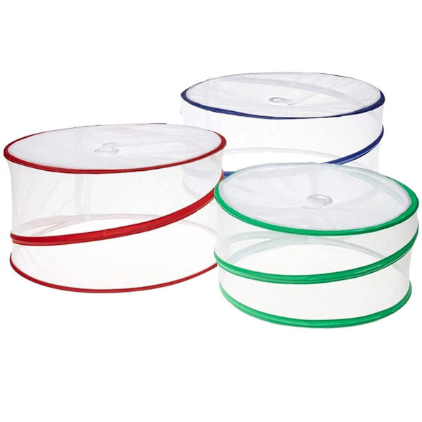 3 Mattskydd Mesh Pop-Up Fruktkorgar, Hopfällbara Mattskydd - 3 Storlekar (1 Stor, 1 Medium, 3 Små) - Mattskydd