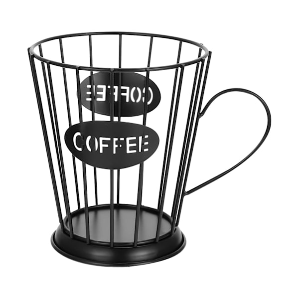 Jern Kaffe Kapsel Opbevaringskurv Kop Formet Kaffe Pod Organizer Holder Sort 16X13X12.5CM Black 16X13X12.5CM