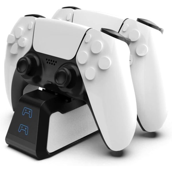Bærbar dobbeltport hurtigoplader med indikatorlys til PS5-controller, der hjælper dig med at spare tid og have mere sjov