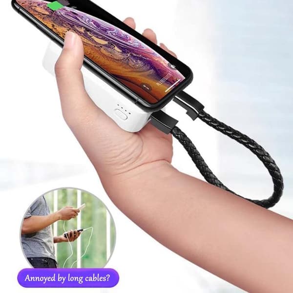 New Wrist Charger with Stylish Braided Leather Strap, Portable USB-C Charging Cable, 22.5cm Short Data Transfer Cable.
