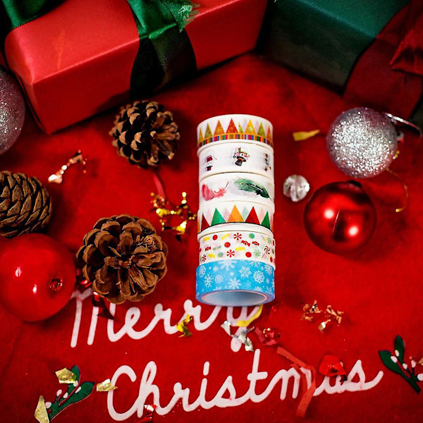 12 Rullar Jultema Washi Tape DIY Scrapbooking Maskeringstejp för Presentinslagning Konst och Hantverksprojekt