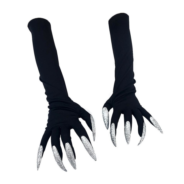 Devil Ghost Witch Finger Gloves Dress Up Gloves Cosplay Party Horror Exquisite PropsSilver