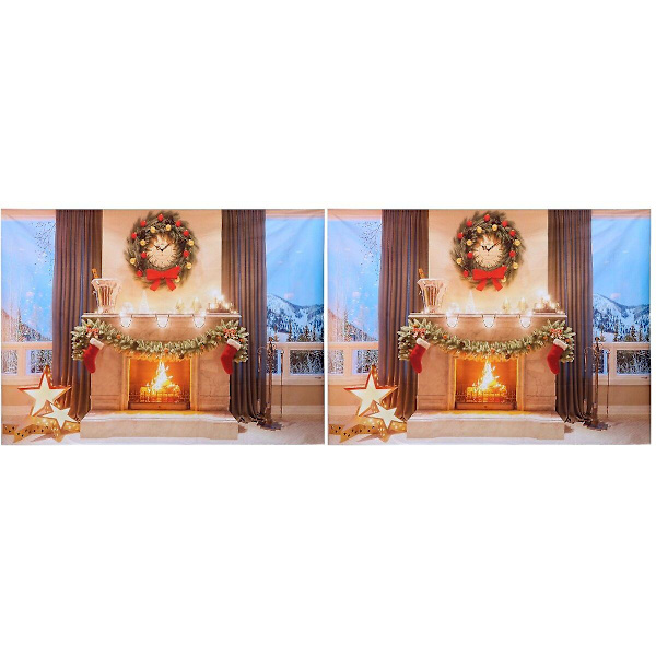 3 kpl Joulutausta Ikkuna Ja Takka Perheen Muotokuva Fotokoppi Tausta 2kpl 210x150cm