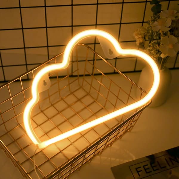 Warm White Cloud Neon Sign, Cute LED Cloud Sign Decorative Light