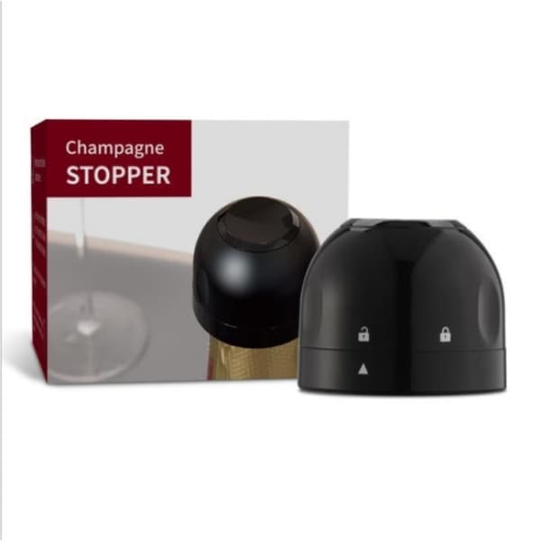 2 stk champagne-/vinprop - vakuumforsegling - sort