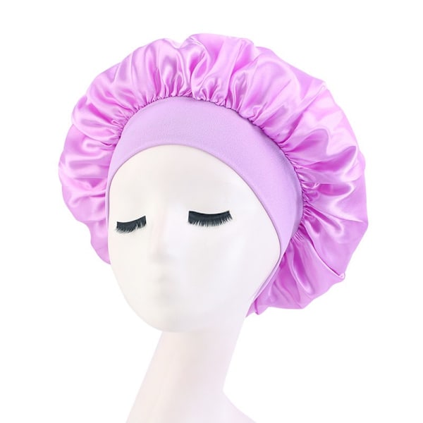 Elastisk Bredbåndet Silke Hårwrap Bonnet til Søvn for Sorte Kvinder og Mænd, Silke Bonnet til Krøllet Hår, Stor Hårhætte til Søvn