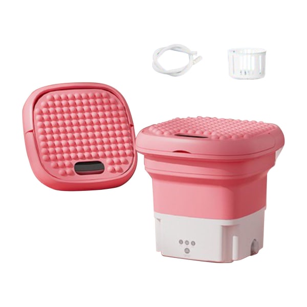 2,8l Sammenleggbar Dehydrering Vaskemaskin Liten Mini Vaskemaskin Rosa Pink