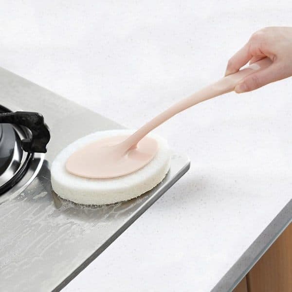 Long Handle Sponge Cleaning Brush for Ceramic Tiles Bathroom Kitchen Descaling