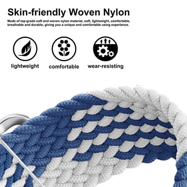 Adjustable Woven iwatch Strap (42/44/45mm, Z-pattern blue-white)