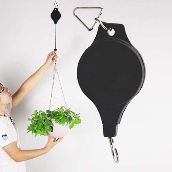 2-pack Växtkrok med Hiss, Retraktil Växtupphängning Lättåtkomlig Hängande Blomkruka För Trädgårdskorgar Krukor Och Fågelmatare Häng Högt Upp Och Pu