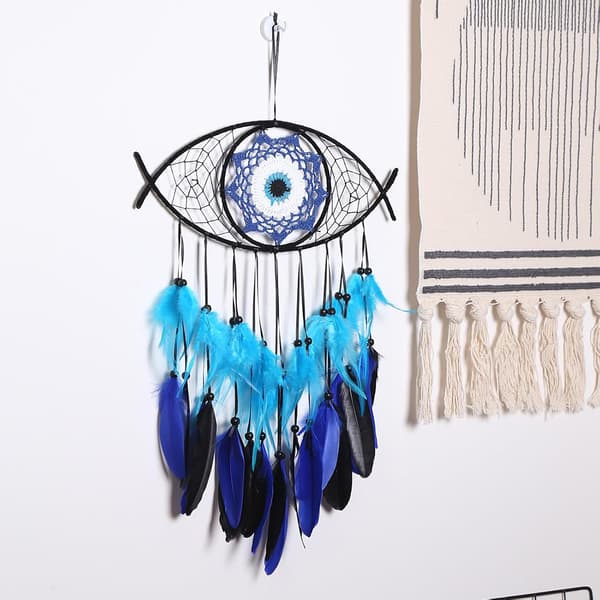 1 stk. drømmefanger med djævleøje, gobelin i boho-stil, håndlavet macramé