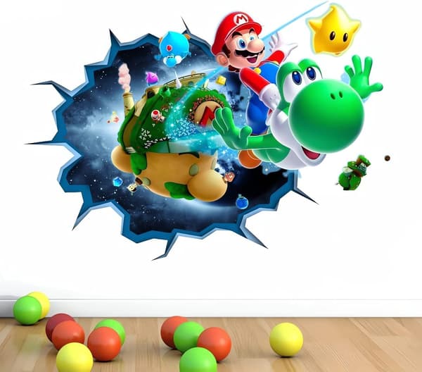 3D Mario Bros Väggdekaler för Barnrum Väggdekor Tecknad Affisch