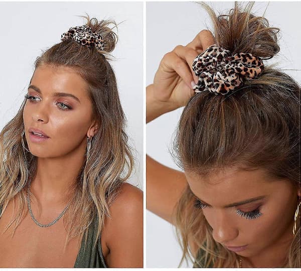 10 st Leopard Scrunchies för kvinnor Sammet Cheetah Mönster Scrunchie Elastiskt Hår