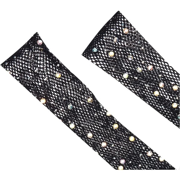 Lange hansker for kvinner med strass og netting