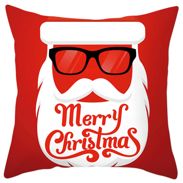 Glædelig jul og nytår Pudebetræk Sjove skægbriller Julemandstryk Dekorativt pudebetræk til feriesofa Bil soveværelse