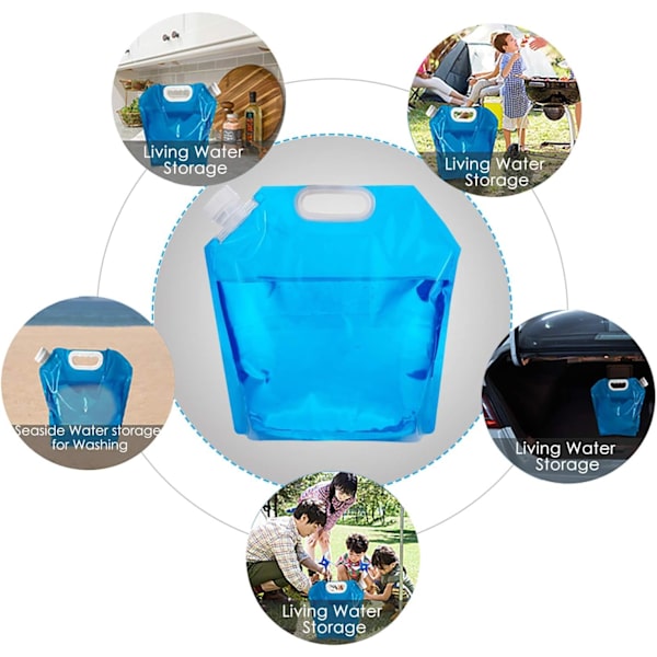 3 Pack * 5L Vikbara Vattentankar, Ryggsäck Camping Vandring Picknick BBQ Orkan Översvämning Jordbävning Nödsituationer