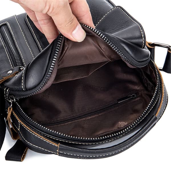 Läder axelväska affärsväska retro herr axelväska