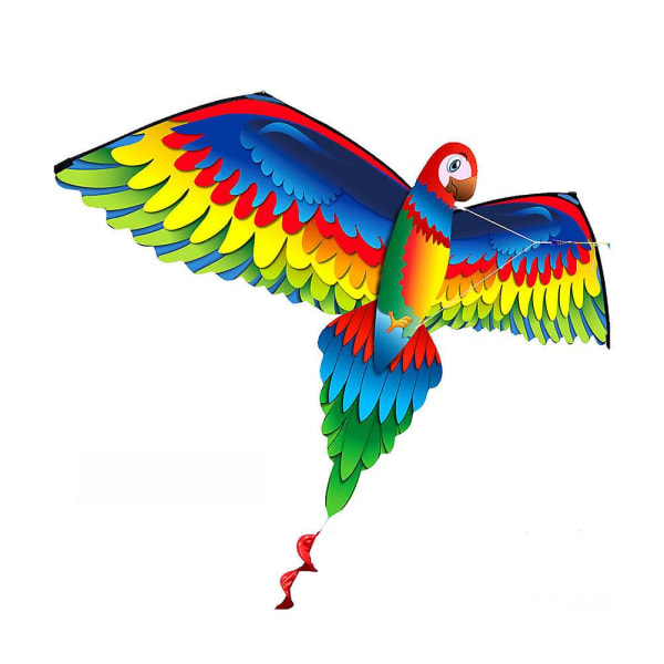 1 sett Animal Parrot Kite Long Tail Kite Barn utendørs drage med tauFarget 140X78CM Colorful 140X78CM
