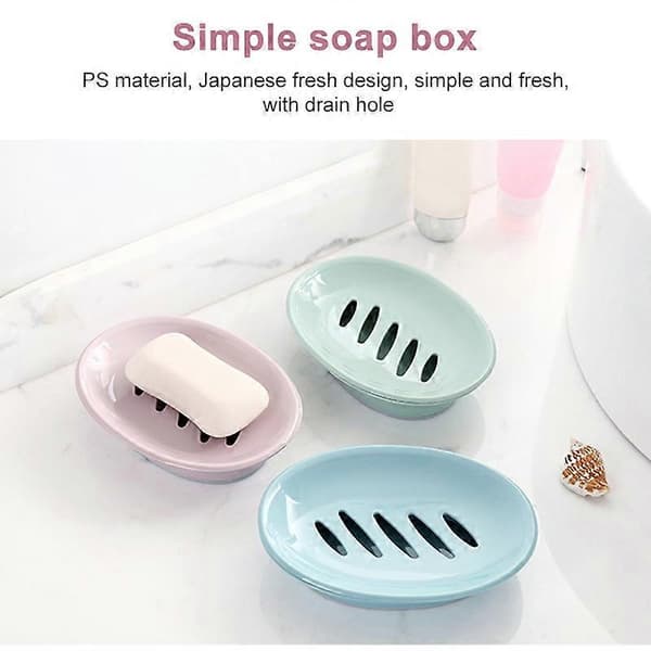 Double Grid Home Bathroom Soap Dish Box Case Holder Container Blue Blue