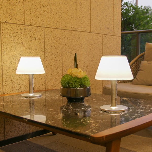 LED solar bordslampa utomhus vattentät-3-vägs dimbar uteplats bordslampa, solar modern sänglampa, sladdlös solar bordslampa med dragkedja