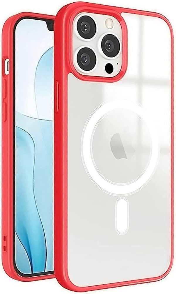 Magnetic Case, Compatible with MagSafe, Ultra-Thin Hard PC Case with Soft TPU Edges, Protective Case for iPhone 13 Pro, Red
