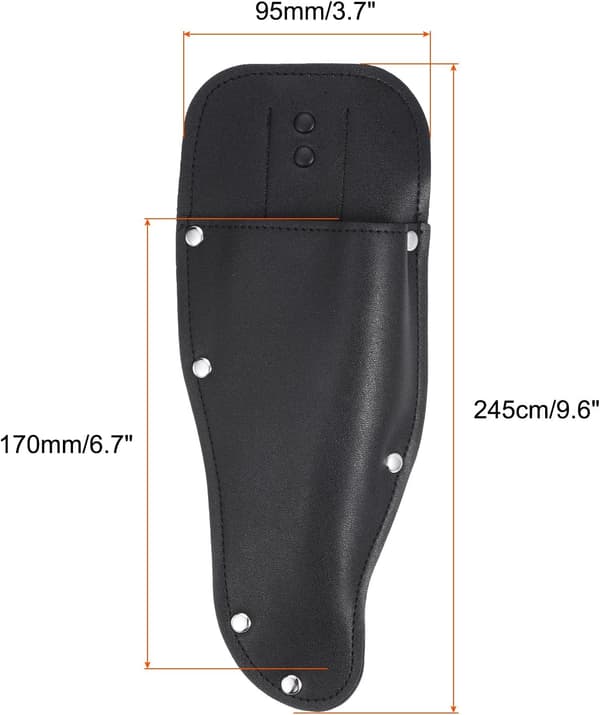 Leather Garden Shears Holster, Side Cut Protective Case, Hanging Belt Pouch for Gardening, Black