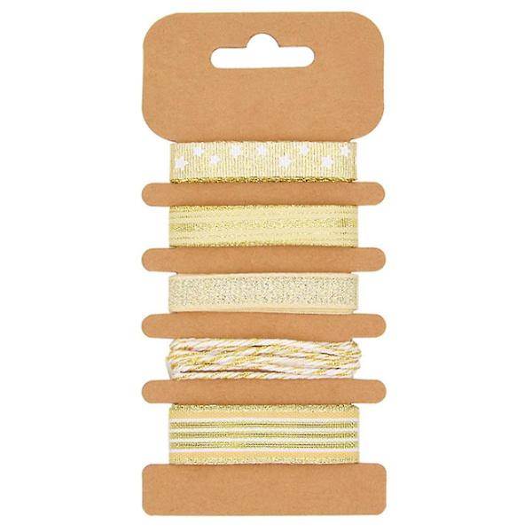 5 stk. Glædelig Jul Metallic Grosgrain Bånd til DIY Hårbøjler Gaveindpakning