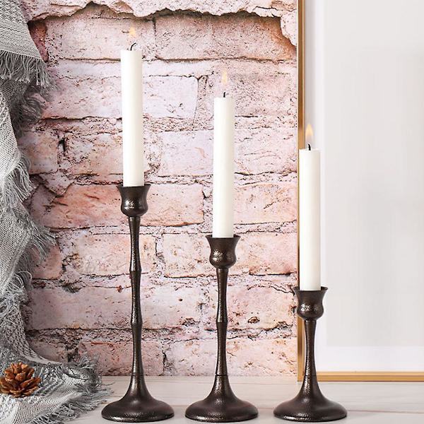 Mattsvart Ljusstake Set Om 3 Dekorativa Ljusstakar För Mantel Matbord Heminredning