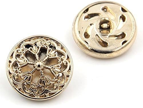 10 stk guld tøjknapper - hul blomsterformet metalskaft rund