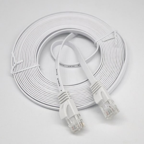 RJ45 Ethernet nettverkskabel Flat Patch Router Interessant Lot Hvit 3m