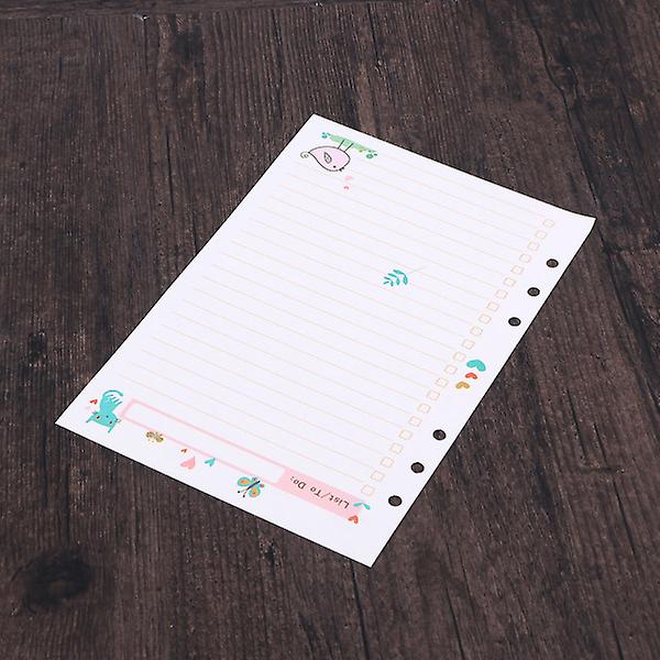 1 stk. Farverig A5 Størrelse 6 Huller Løst Papir Indlæg Til Spiral Notesbog Planner Notesblok (todo Plan Mønster) 1 stk.