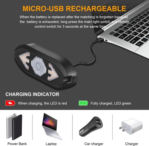 Remote Control Bicycle Taillight, Flashing LED, USB Rechargeable Taillight, Bicycle Safety Warning Light