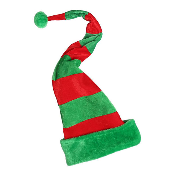 Christmas Long Santa Elf Plys Hat Christmas Holiday Hovedbeklædning Tilbehør Grøn